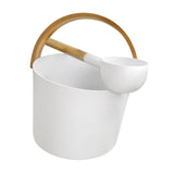 Maxbell Sauna Bucket with Ladle Aluminum Sauna Bucket and Bamboo Handle for Bathroom