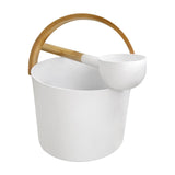 Maxbell Sauna Bucket with Ladle Aluminum Sauna Bucket and Bamboo Handle for Bathroom