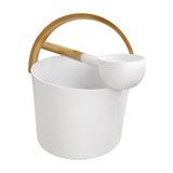 Maxbell Sauna Bucket with Ladle Aluminum Sauna Bucket and Bamboo Handle for Bathroom