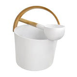 Maxbell Sauna Bucket with Ladle Aluminum Sauna Bucket and Bamboo Handle for Bathroom