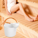 Maxbell Sauna Bucket with Ladle Aluminum Sauna Bucket and Bamboo Handle for Bathroom