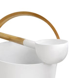 Maxbell Sauna Bucket with Ladle Aluminum Sauna Bucket and Bamboo Handle for Bathroom