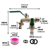 Maxbell Garden Hose Splitter 2 Way with Double Outlet Brass Hose Connector Water Tap