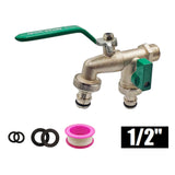 Maxbell Garden Hose Splitter 2 Way with Double Outlet Brass Hose Connector Water Tap