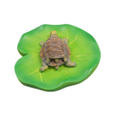 Maxbell Turtles Perched on Lotus Leaf Sculpture Simulated 10x3.5cm for Swimming Pool