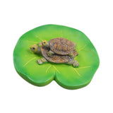 Maxbell Turtles Perched on Lotus Leaf Sculpture Simulated 10x3.5cm for Swimming Pool