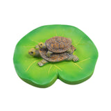 Maxbell Turtles Perched on Lotus Leaf Sculpture Simulated 10x3.5cm for Swimming Pool