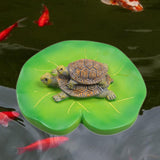 Maxbell Turtles Perched on Lotus Leaf Sculpture Simulated 10x3.5cm for Swimming Pool