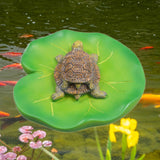 Maxbell Turtles Perched on Lotus Leaf Sculpture Simulated 10x3.5cm for Swimming Pool
