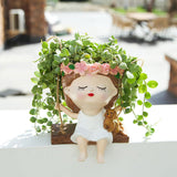 Maxbell Swing Rope Planter Bonsai Pot Lightweight Resin Planter Pot for Garden Patio