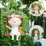 Maxbell Swing Rope Planter Bonsai Pot Lightweight Resin Planter Pot for Garden Patio