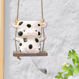 Maxbell Cow Figurine Hanging Planter Pot Versatile Lovely for Courtyards Decor Resin
