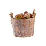 Maxbell Wooden Flower Pot Compact Hanging Basket for Herbs Veggies Artificial Plants