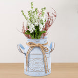 Maxbell Farmhouse Flower Planter Sturdy Bucket Container for Patios Balconies Party Blue