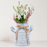 Maxbell Farmhouse Flower Planter Sturdy Bucket Container for Patios Balconies Party Blue