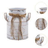 Maxbell Farmhouse Flower Planter Sturdy Bucket Container for Patios Balconies Party White