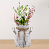 Maxbell Farmhouse Flower Planter Sturdy Bucket Container for Patios Balconies Party White