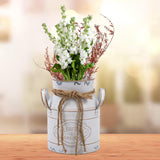 Maxbell Farmhouse Flower Planter Sturdy Bucket Container for Patios Balconies Party White