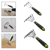 Maxbell Garden Hand Rake Stainless Steel Handheld Gardening Tool for Yard Beach Lawn 3 Tine