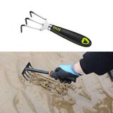 Maxbell Garden Hand Rake Stainless Steel Handheld Gardening Tool for Yard Beach Lawn 3 Tine