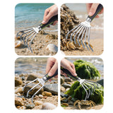 Maxbell Garden Hand Rake Stainless Steel Handheld Gardening Tool for Yard Beach Lawn 3 Tine