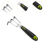 Maxbell Garden Hand Rake Stainless Steel Handheld Gardening Tool for Yard Beach Lawn 3 Tine