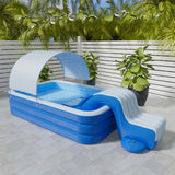 Maxbell Inflatable Pool Slide Inflatable Play Center for yard blue and White
