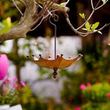 Maxbell Umbrella Shaped Bird Feeder Hanging Iron Decor for Outdoor Courtyard Outside