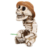 Maxbell Fishing Skeleton Statue Resin Mini Skeleton Statue for Halloween Home Garden