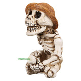 Maxbell Fishing Skeleton Statue Resin Mini Skeleton Statue for Halloween Home Garden