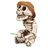 Maxbell Fishing Skeleton Statue Resin Mini Skeleton Statue for Halloween Home Garden