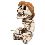 Maxbell Fishing Skeleton Statue Resin Mini Skeleton Statue for Halloween Home Garden