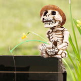 Maxbell Fishing Skeleton Statue Resin Mini Skeleton Statue for Halloween Home Garden