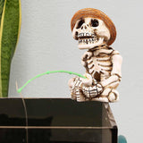Maxbell Fishing Skeleton Statue Resin Mini Skeleton Statue for Halloween Home Garden
