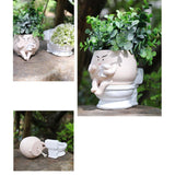 Maxbell Cute Face Head Flower Pot Resin Bathroom Gift for Outdoor Plants Yard Office