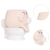 Maxbell Cute Face Head Flower Pot Resin Bathroom Gift for Outdoor Plants Yard Office
