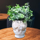 Maxbell Cute Face Head Flower Pot Resin Bathroom Gift for Outdoor Plants Yard Office