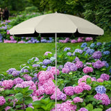 Maxbell Small Patio Umbrella 5.6ft Heavy Duty Portable Market Umbrella for Park Lawn beige