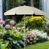 Maxbell Small Patio Umbrella 5.6ft Heavy Duty Portable Market Umbrella for Park Lawn beige