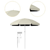 Maxbell Small Patio Umbrella 5.6ft Heavy Duty Portable Market Umbrella for Park Lawn beige