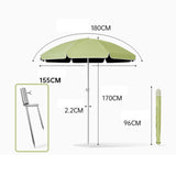 Maxbell Small Patio Umbrella 5.6ft Heavy Duty Portable Market Umbrella for Park Lawn green