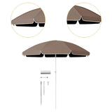 Maxbell Small Patio Umbrella 5.6ft Heavy Duty Portable Market Umbrella for Park Lawn brown