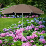 Maxbell Small Patio Umbrella 5.6ft Heavy Duty Portable Market Umbrella for Park Lawn brown