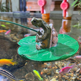 Maxbell Fishing Turtle Statue Artwork Resin Sculpture for Bedroom Living Room Indoor