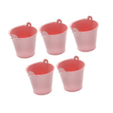 Maxbell 5x Galvanized Metal Buckets Container Rustic Party Favors Sturdy Ice Buckets Pink