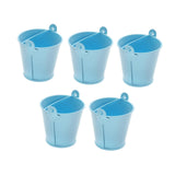 Maxbell 5x Galvanized Metal Buckets Container Rustic Party Favors Sturdy Ice Buckets Blue
