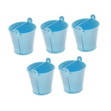 Maxbell 5x Galvanized Metal Buckets Container Rustic Party Favors Sturdy Ice Buckets Blue