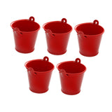 Maxbell 5x Galvanized Metal Buckets Container Rustic Party Favors Sturdy Ice Buckets Red