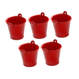 Maxbell 5x Galvanized Metal Buckets Container Rustic Party Favors Sturdy Ice Buckets Red