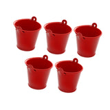 Maxbell 5x Galvanized Metal Buckets Container Rustic Party Favors Sturdy Ice Buckets Red
